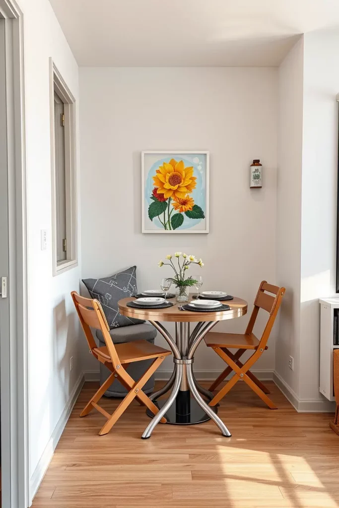 Foldable dining table in small space