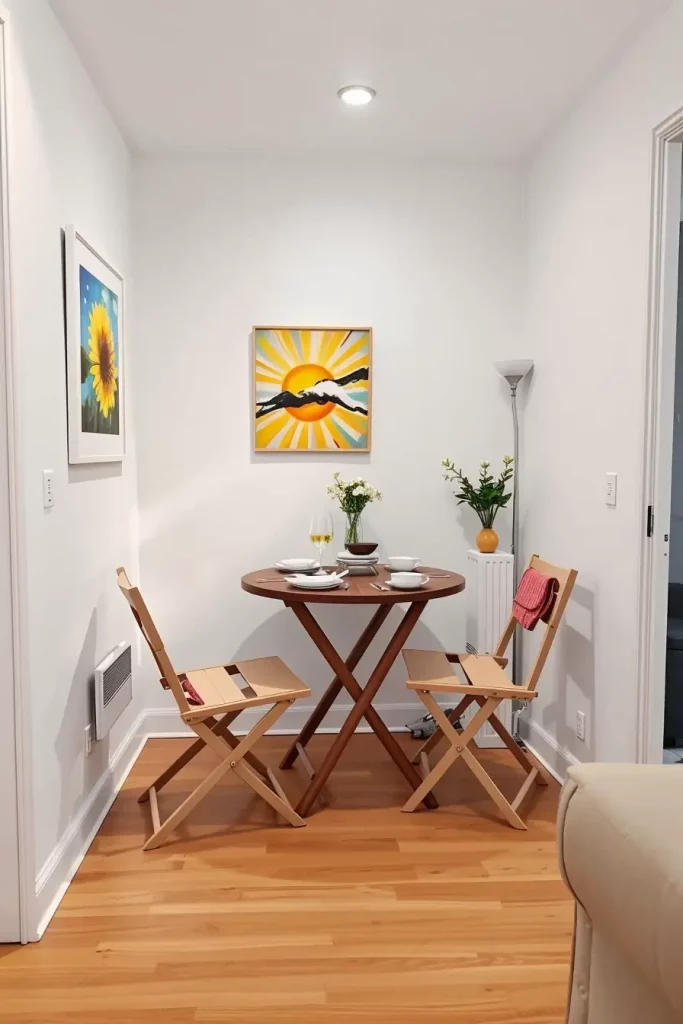 Compact foldable chairs with dining table