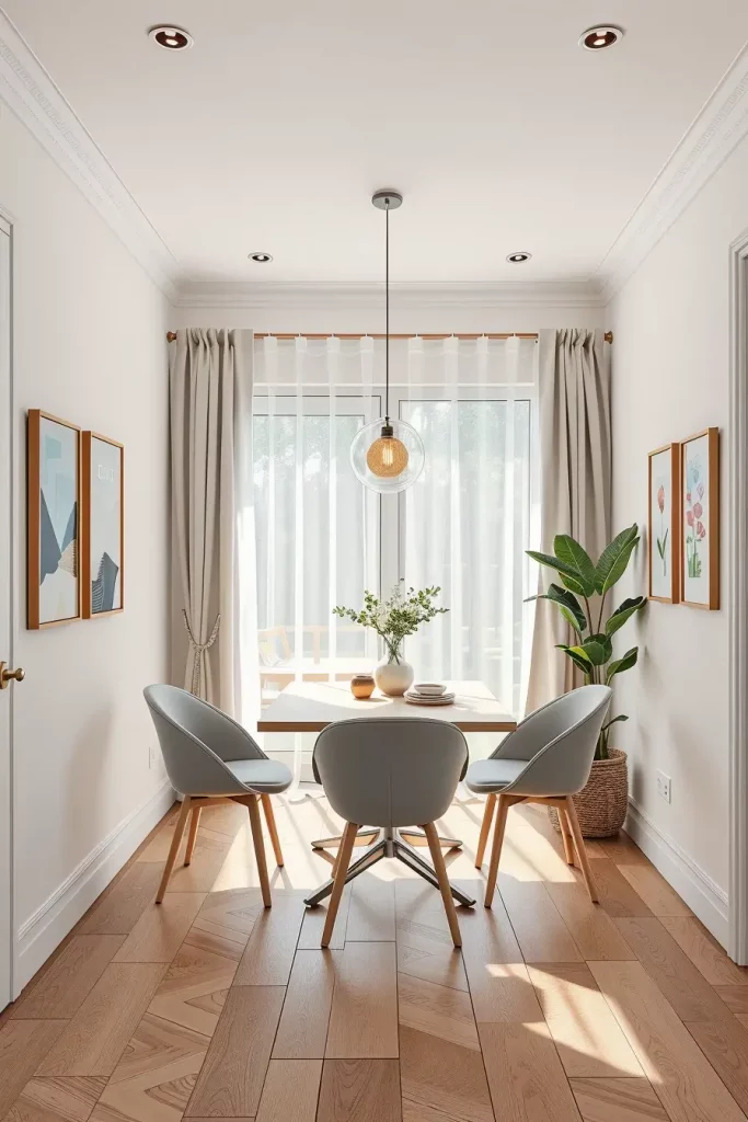 Neutral dining room with soft textures