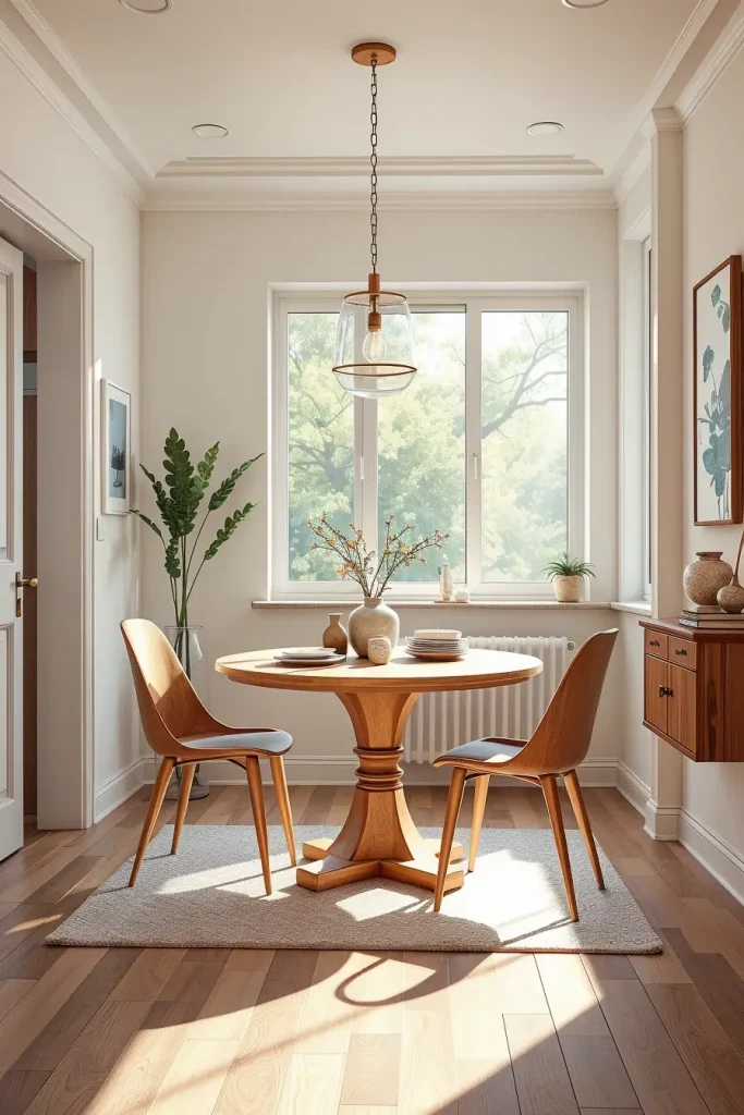Slim chairs around round table