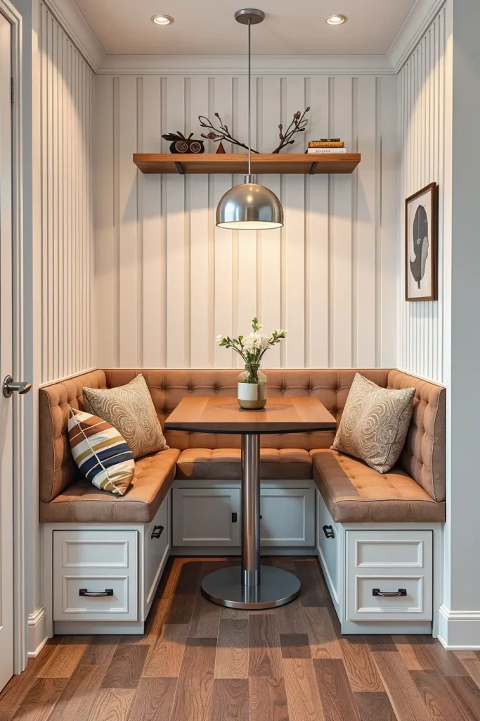 Built-in banquette seating with storage