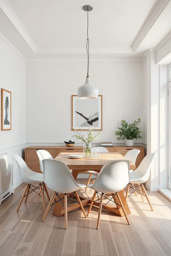 Minimalist dining room with clean lines