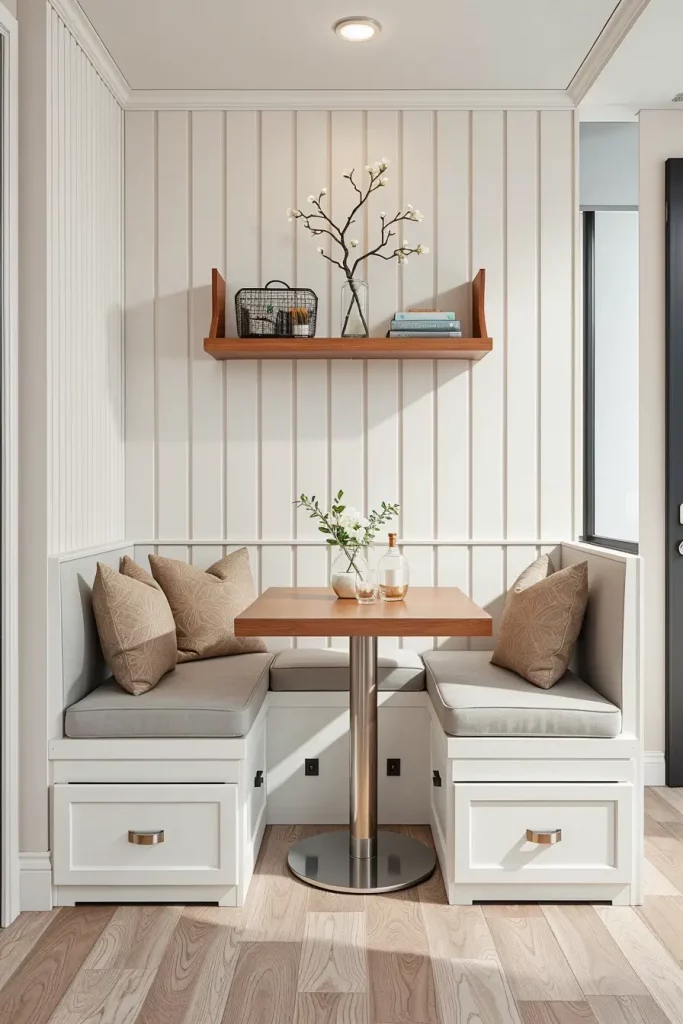 Corner banquette with cushions