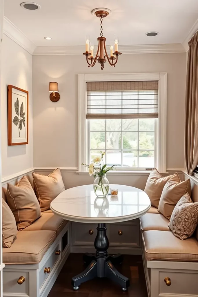 Cozy banquette dining nook