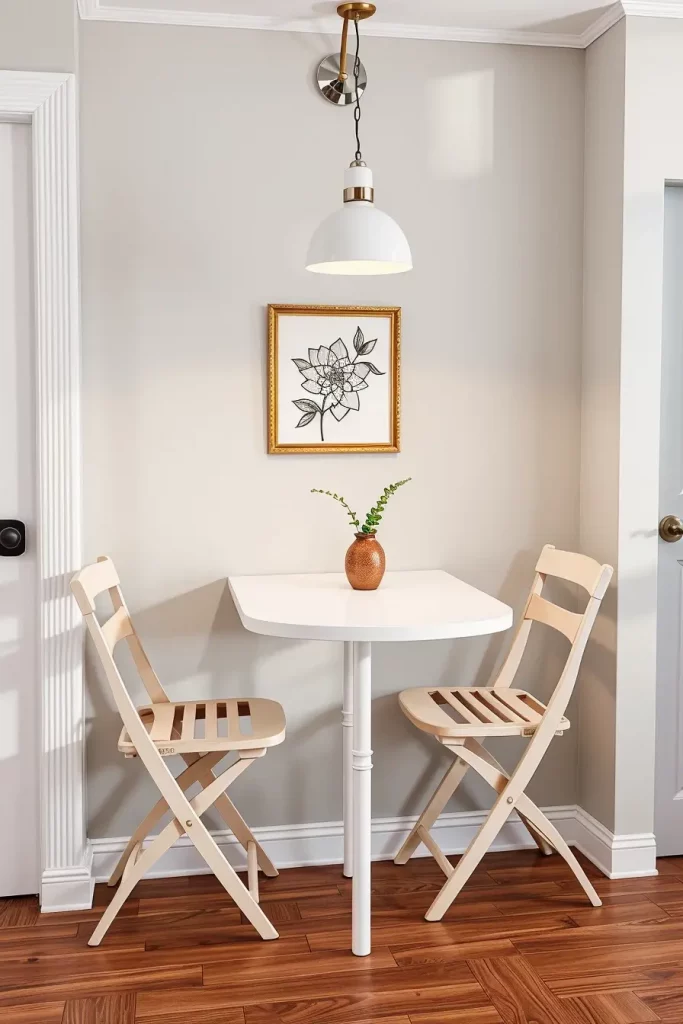 Compact dining setup with wall table