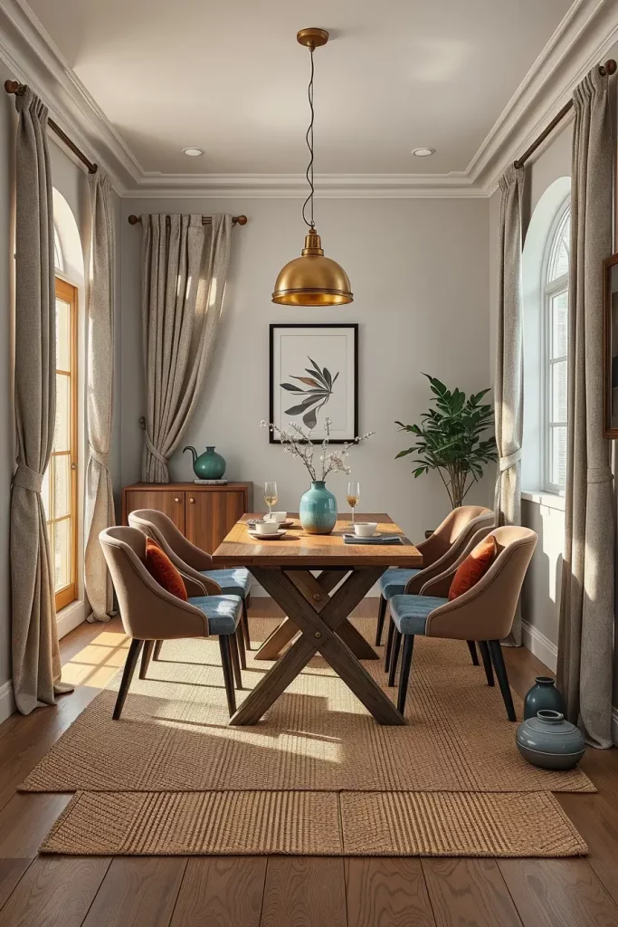 Mixed textures in dining room