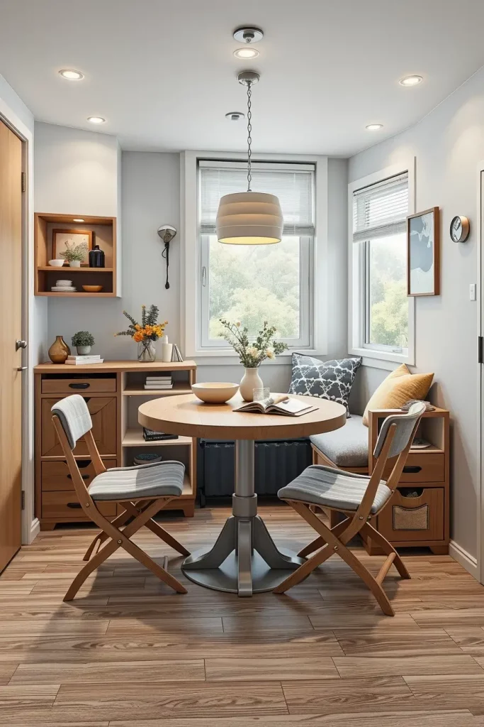 Dining table with storage compartments
