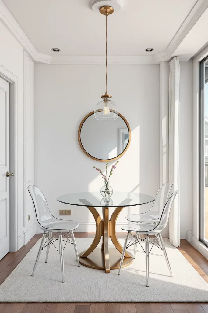 Glass table in small dining room
