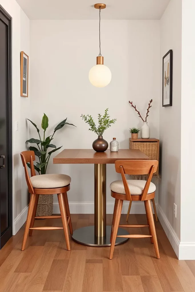 Compact stools in small dining room