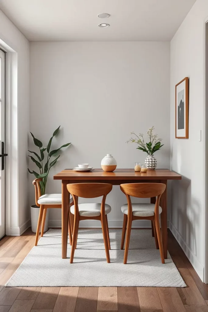 Backless stools under dining table