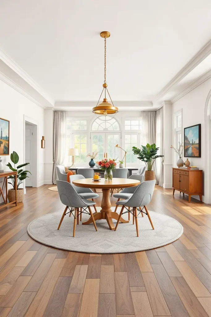 Chandelier in small dining area