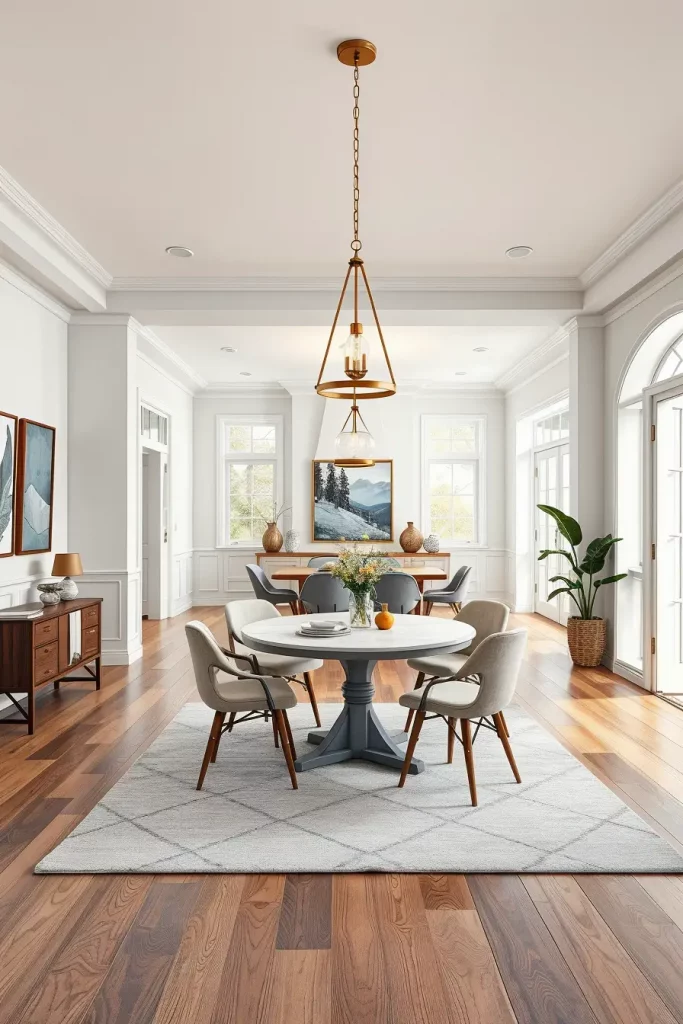 Pendant light over dining table