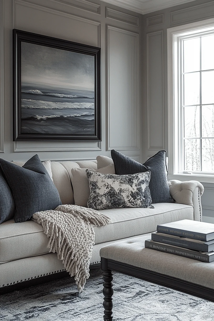 moody neutral living room