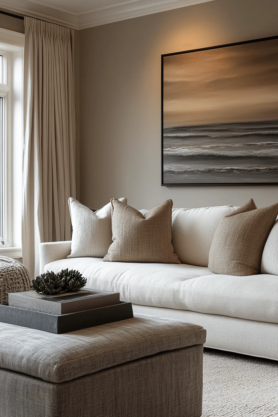 moody neutral living room