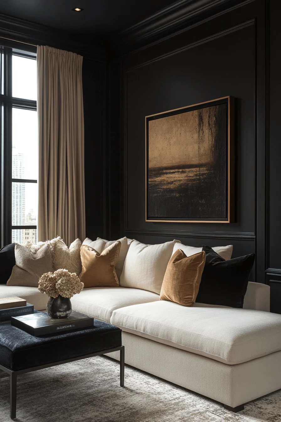 moody neutral living room