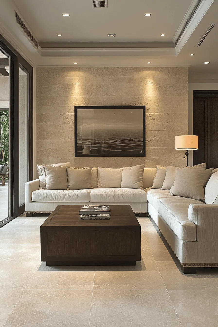 moody neutral living room