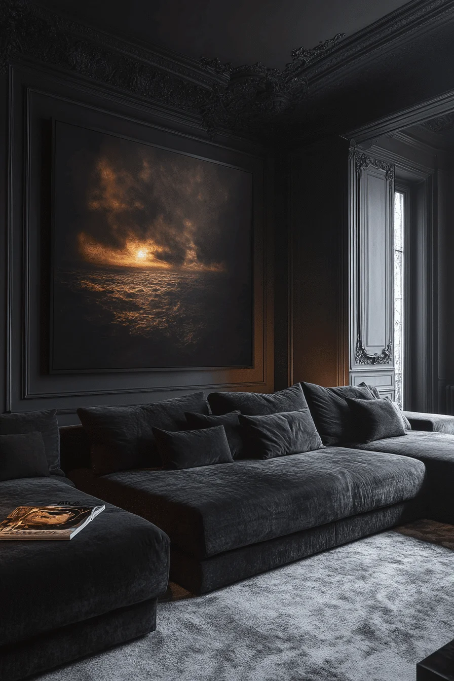 moody neutral living room