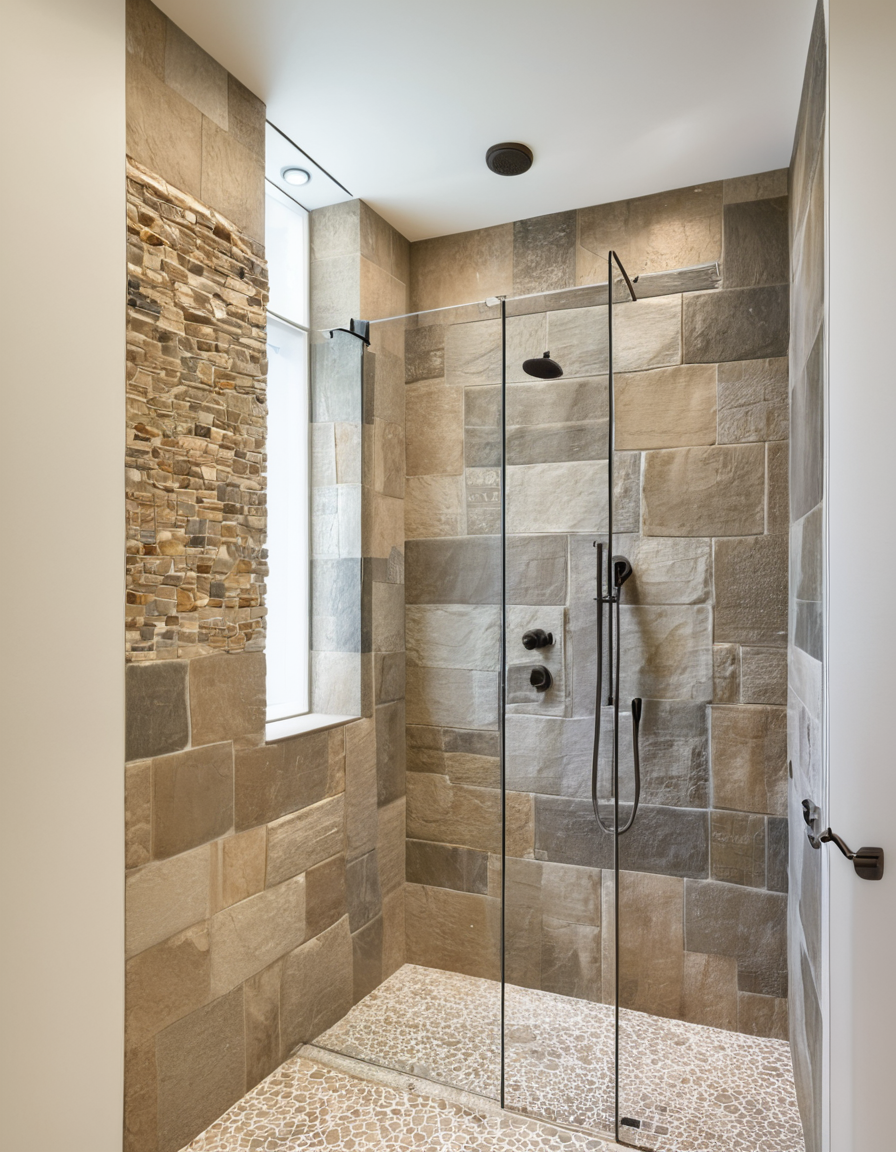 Open walk-in shower without door
