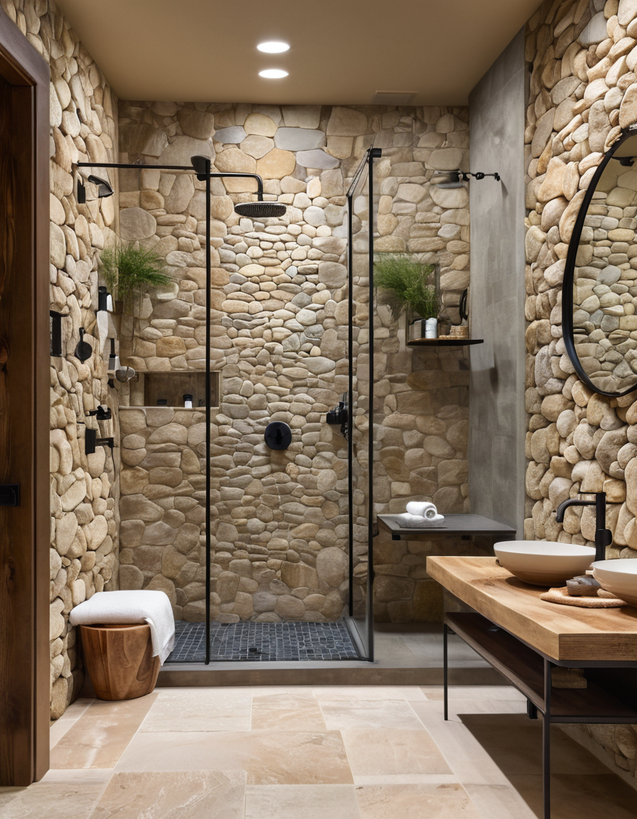 Stone walk-in shower design