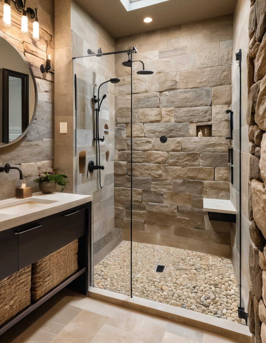 Natural stone shower interior