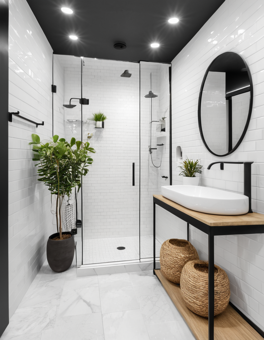 Elegant white walk-in shower