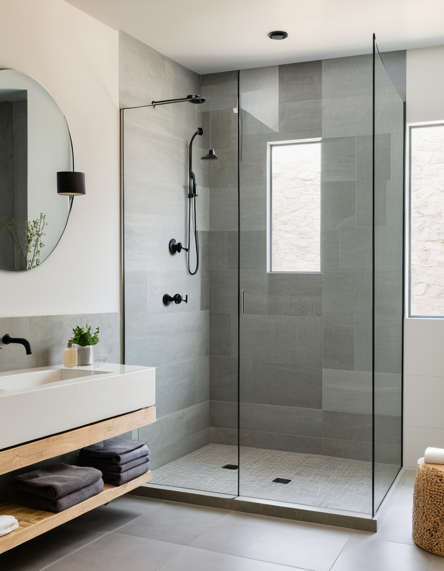 Minimalist doorless walk-in shower