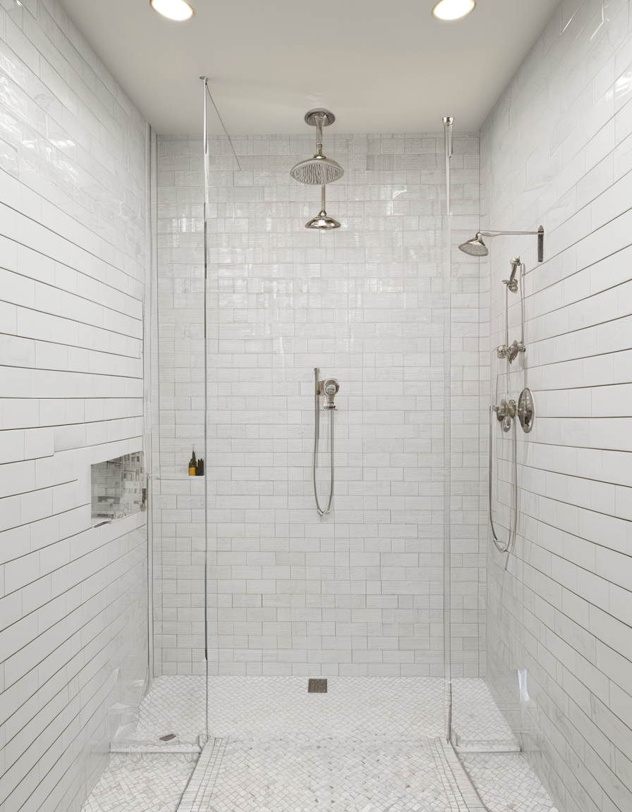 Subway tile walk-in shower