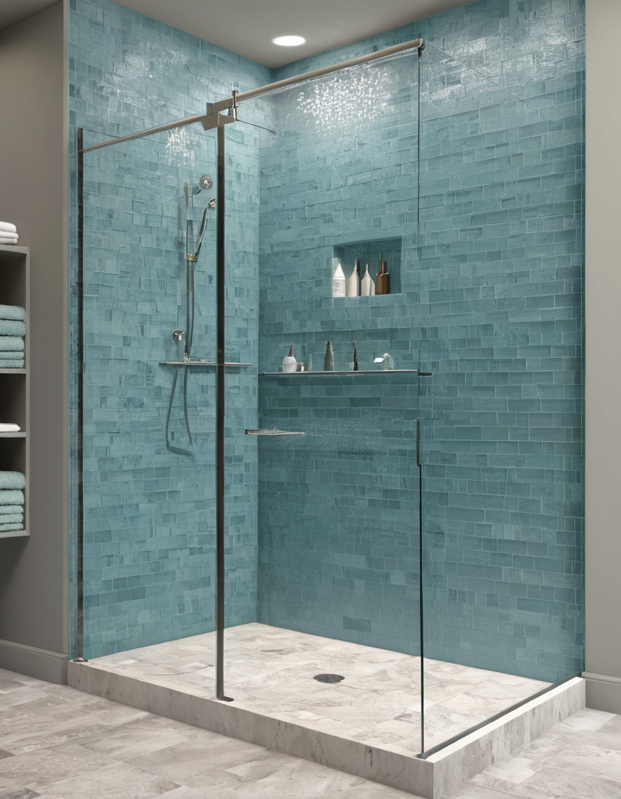 Open concept walk-in shower