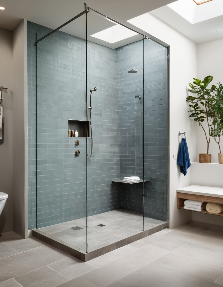 Half-wall walk-in shower