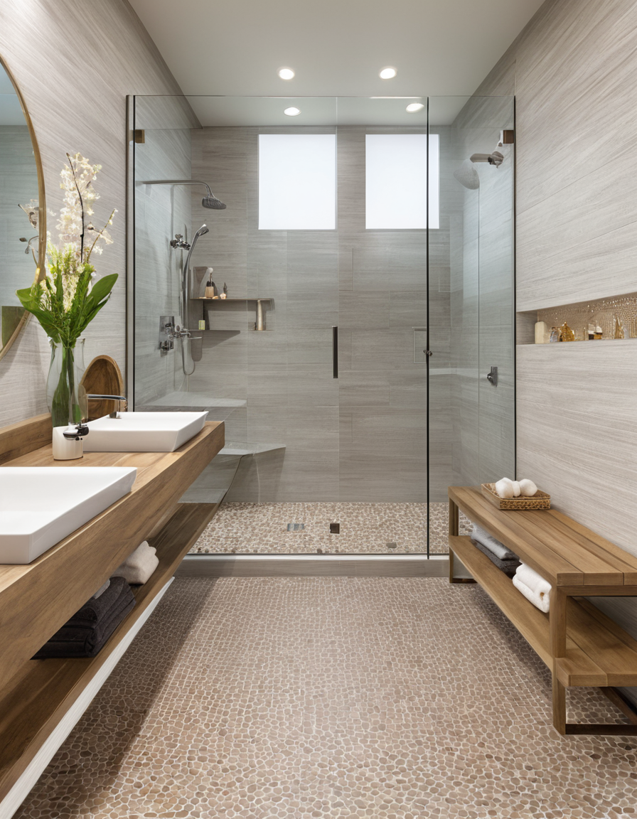 Unique walk-in shower flooring