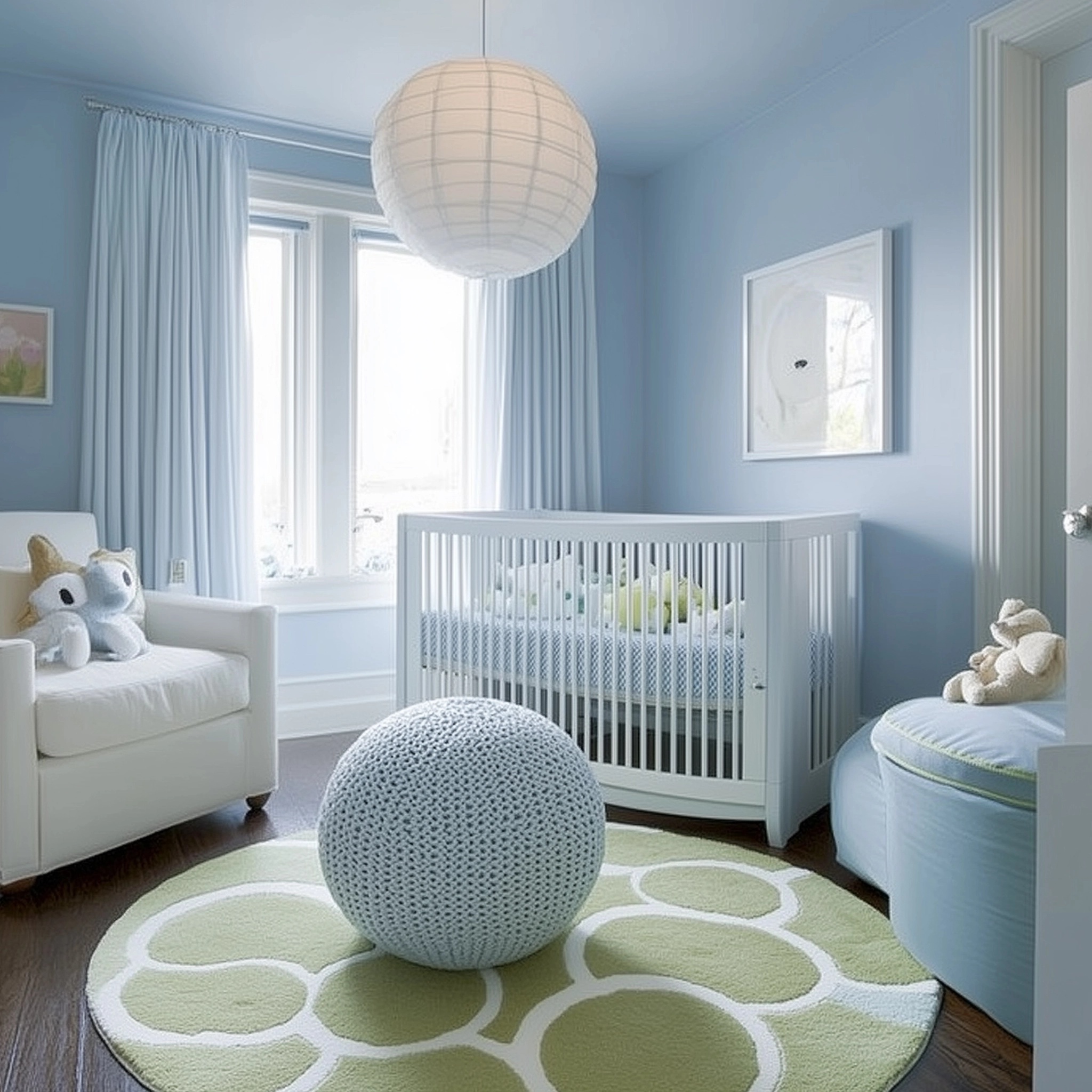 Peaceful boy nursery sleeping area