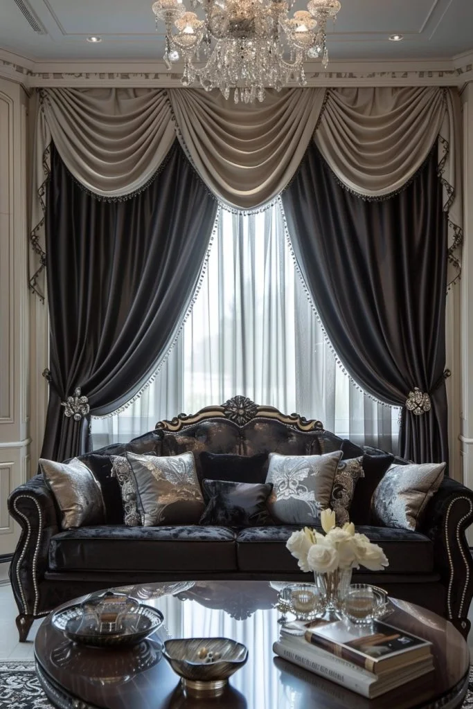 Black Silk Curtains