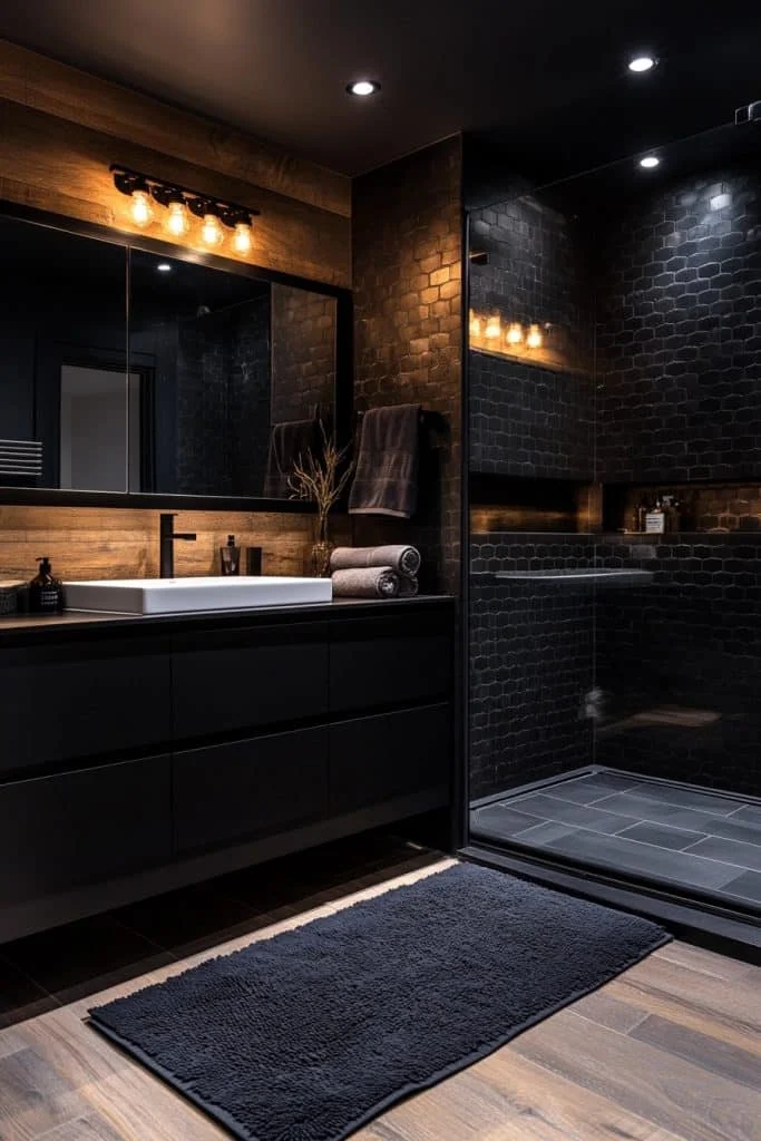 Modern Black Tile Bathroom