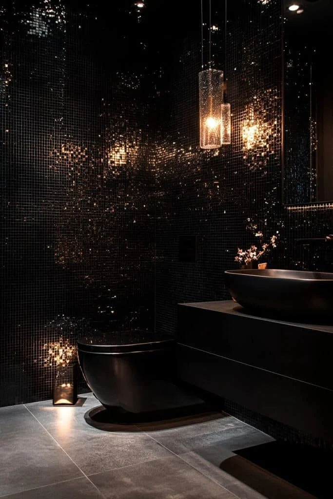 Black Mosaic Powder Room