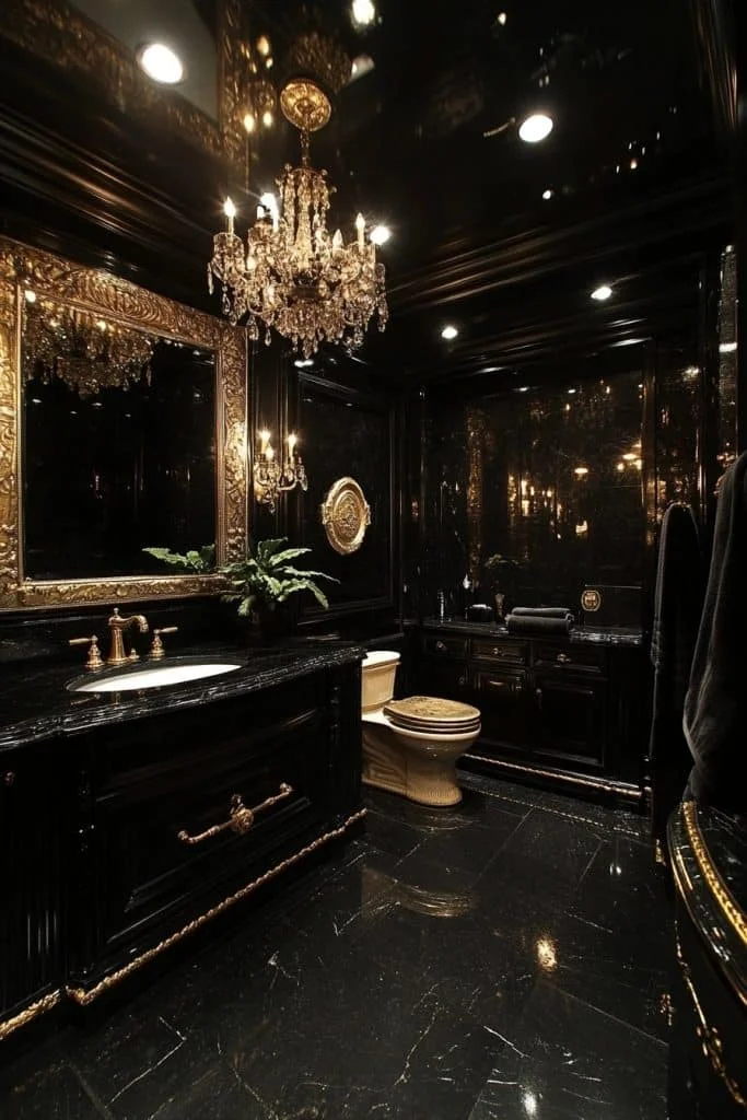 Glamorous Black and Gold Bathroom