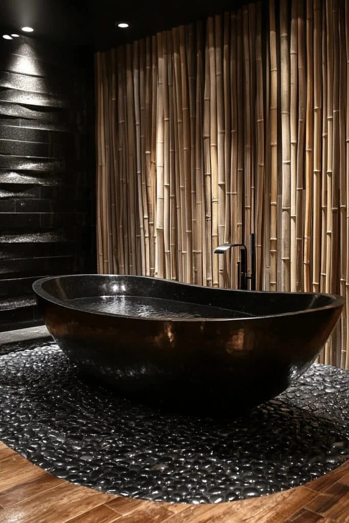 Zen-Inspired Black Spa Bathroom