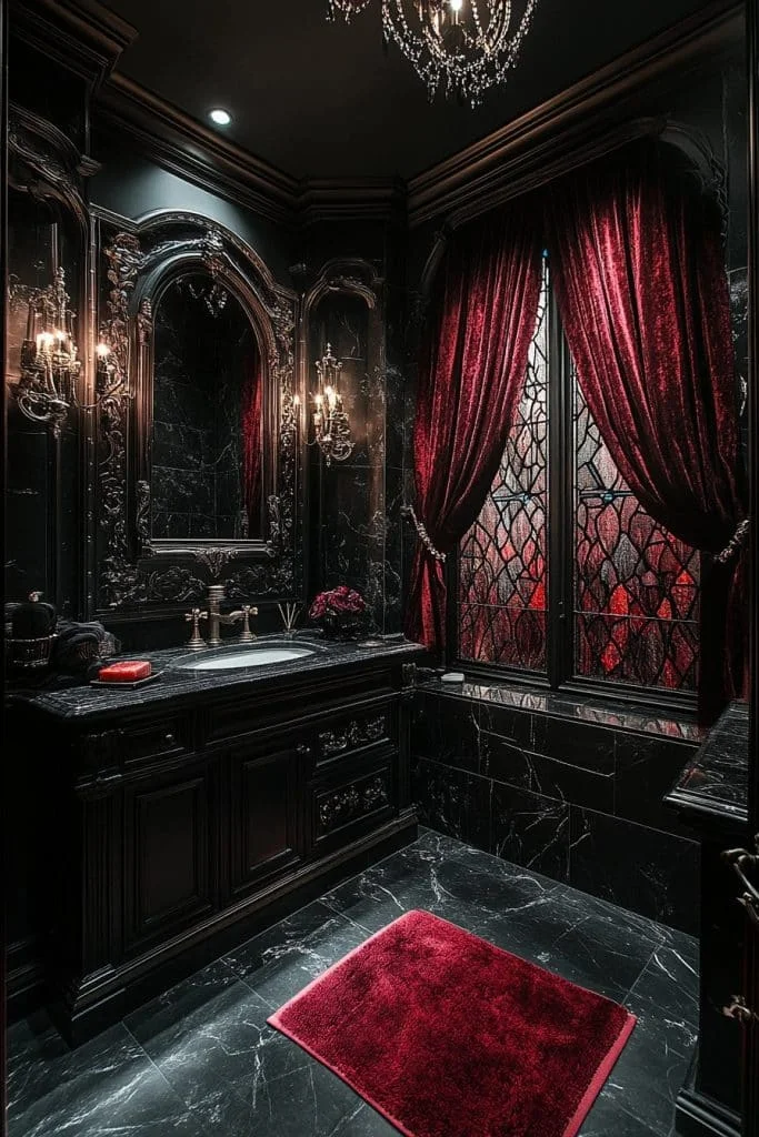 Gothic-Inspired Black Luxury Bathroom