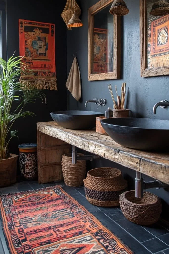Bohemian Black Bathroom Oasis