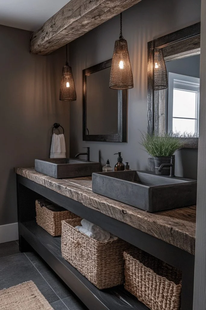 Industrial Farmhouse Black Bathroom