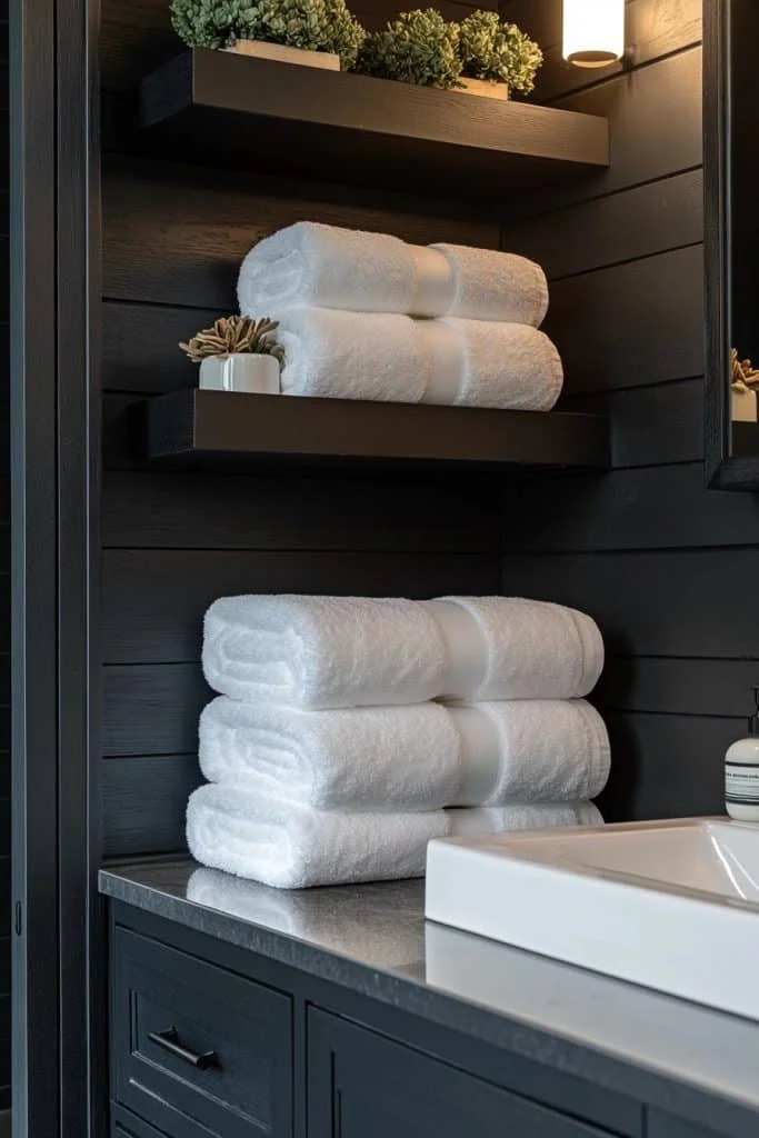 Coastal Black Bathroom Retreat