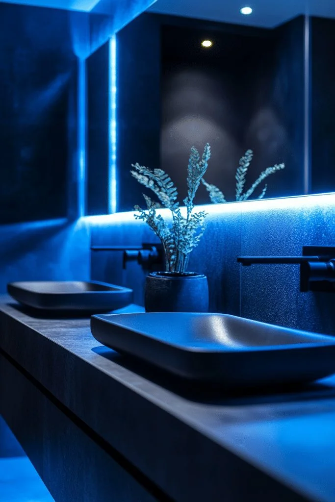 Futuristic Black Tech Bathroom