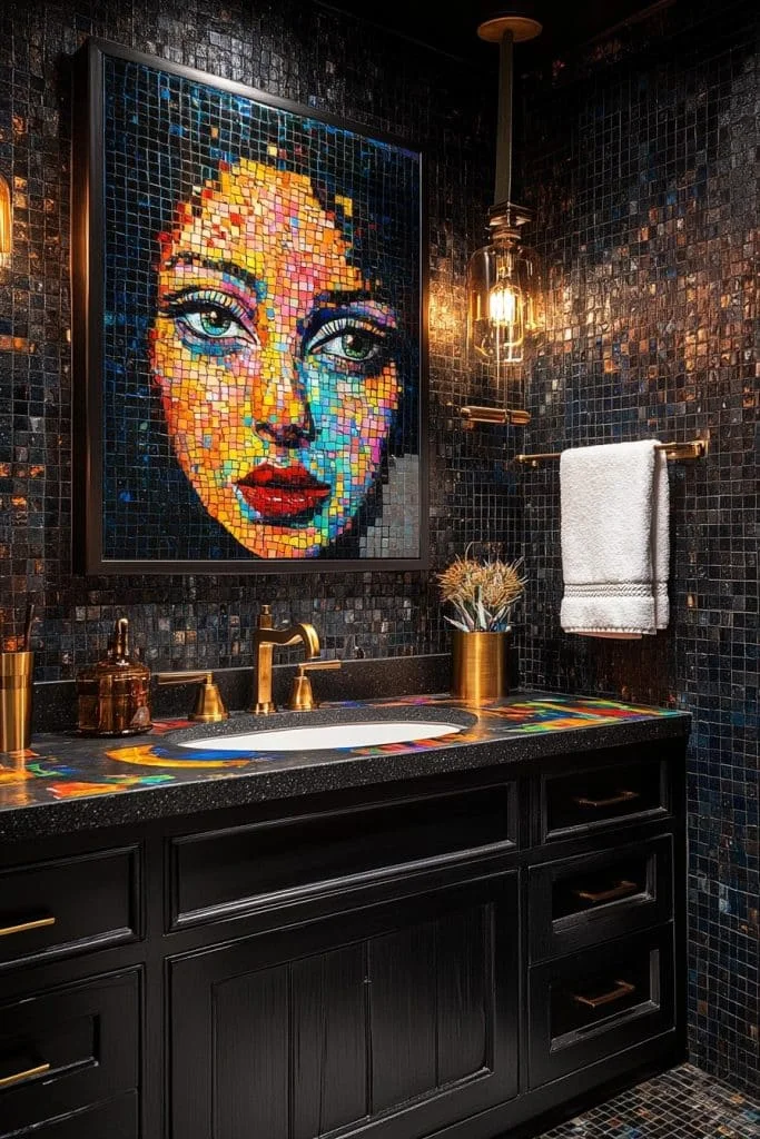 Artistic Black Bathroom Expression