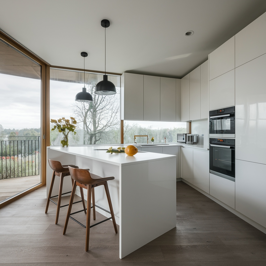 Functional white kitchen with organized storage