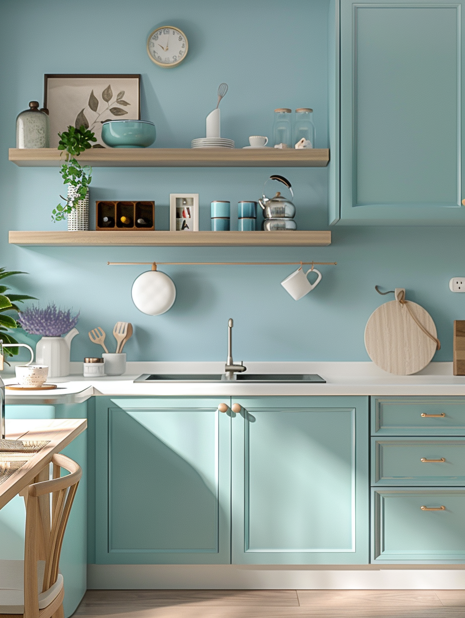Serene Teal Kitchen
