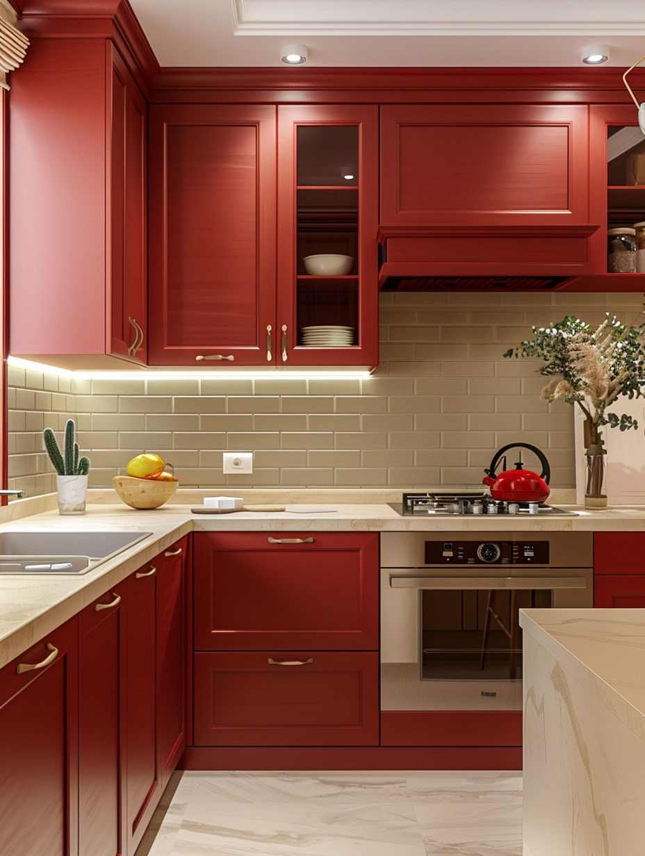 Rustic Brick Red Kitchen