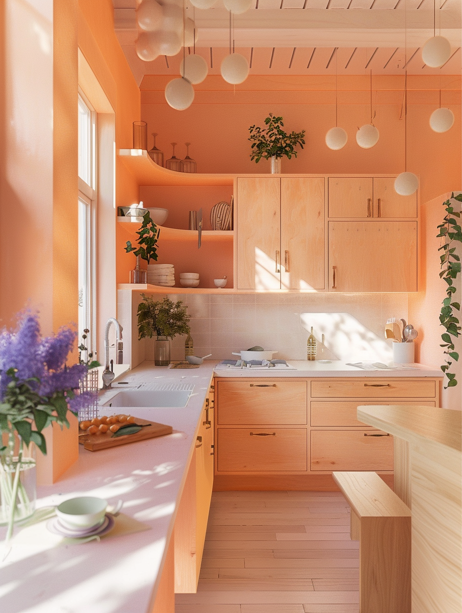 Delicate Peach Kitchen