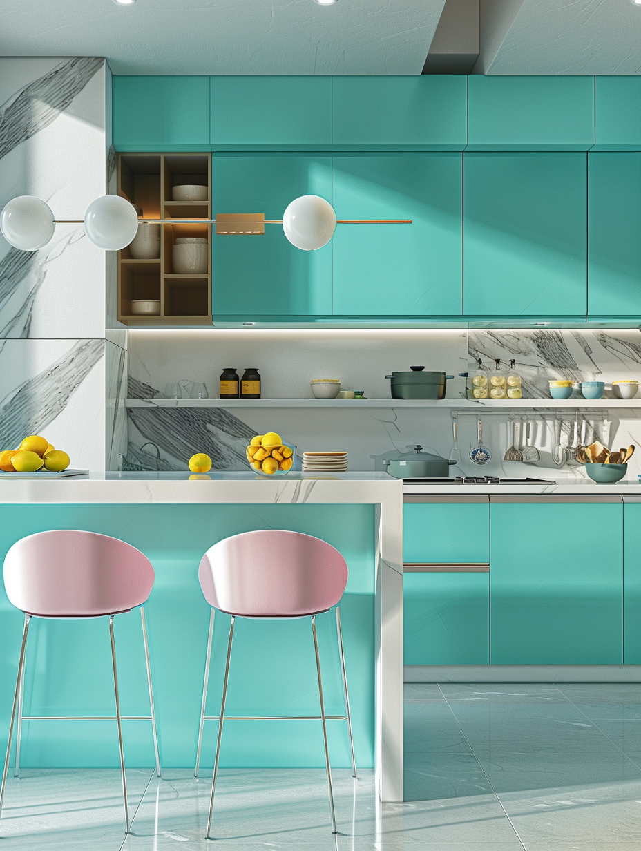 Striking Turquoise Kitchen