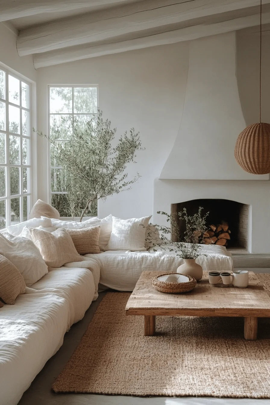 scandinavian boho mid century modern living room
