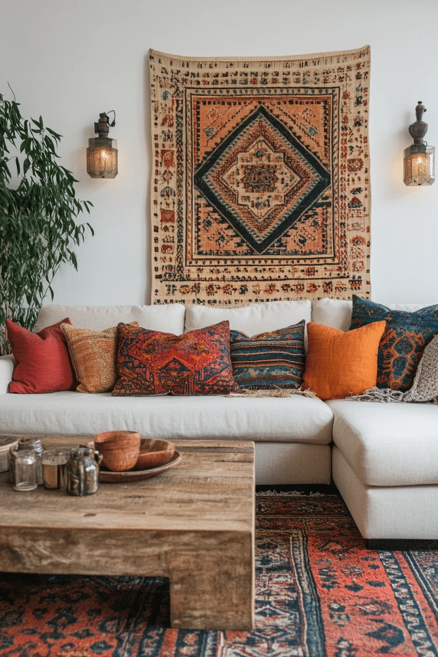 modern boho mid century modern living room
