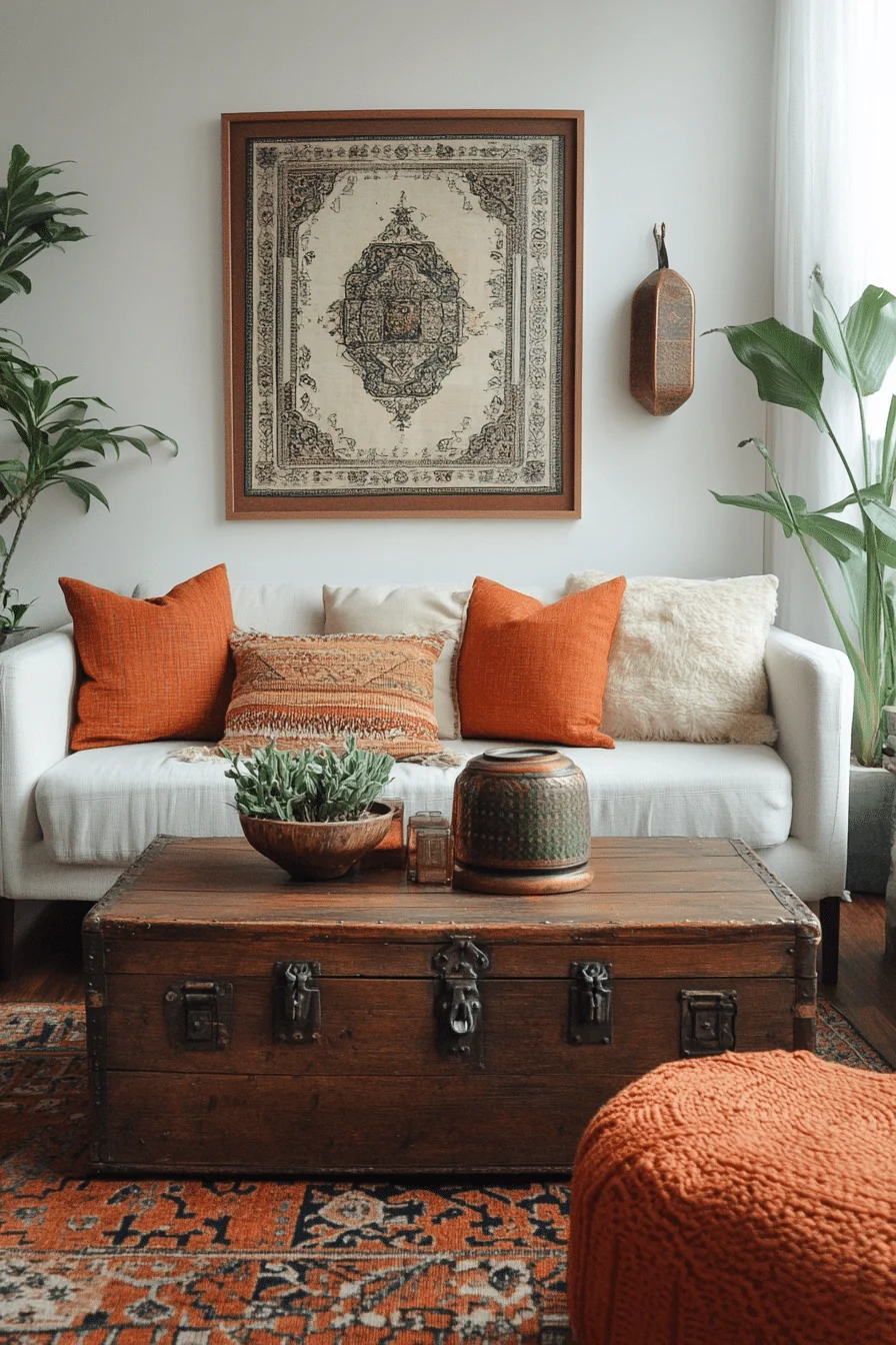 eclectic boho mid century modern living room